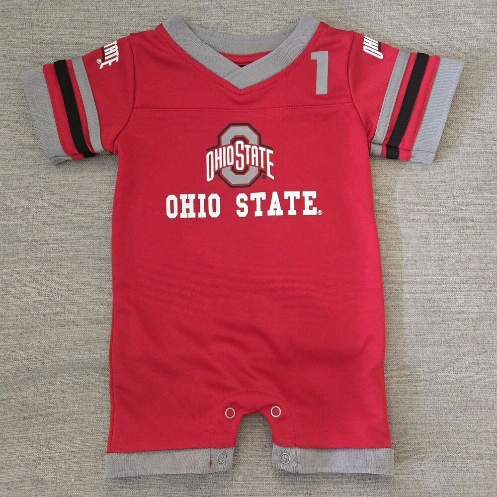 Ohio State Infant Jersey Romper Red Size 0-3M, Colosseum Brand Buckeyes Football